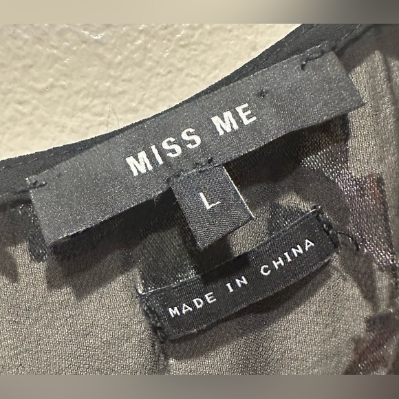 Miss Me Women's‎ Black Printed Lace Trim Long Sleeve Mini Dress Size Large - Picture 11 of 11